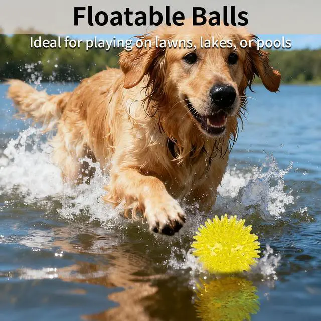 Alt view image 7 of 7 - 6 Pack Squeaky Spiky Dog Balls, Puppy Chew Toys for Teething, Small | Food-grade TPR Rubber Durable, Interactive Fetch Floating Dog Pool Ball Toy for Chewers for Small Medium