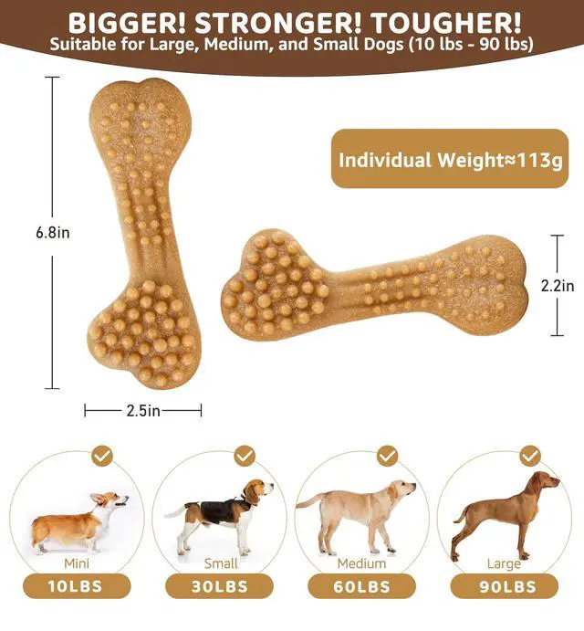 Alt view image 4 of 6 - Durable Dog Chew Toy for Aggressive Chewers, Tough Dental Toy for Teeth Cleaning, Boredom & Anxiety Relief, Long-Lasting Toy for All Dog Sizes & Teething Puppies, Keep Them Busy