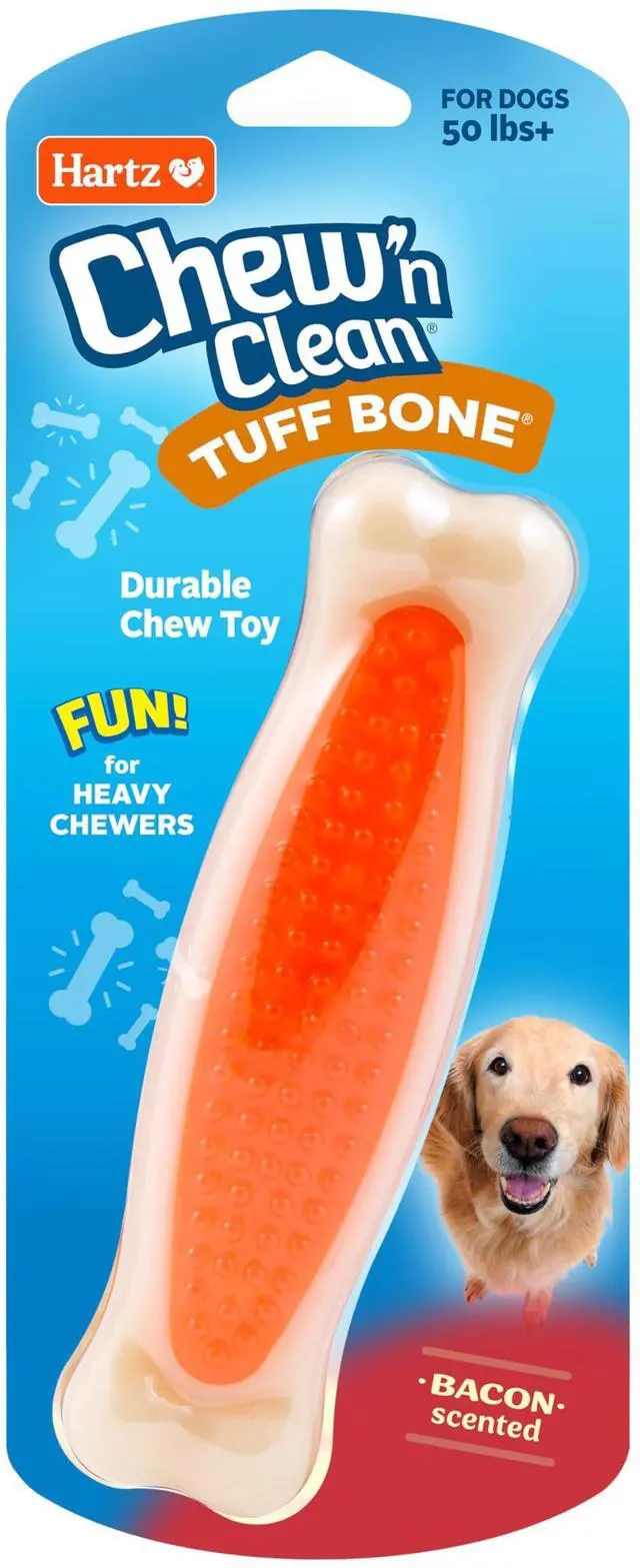 Main image of Chew 'n Clean Tuff Bone Bacon Scented Dental Dog Chew Toy - Large