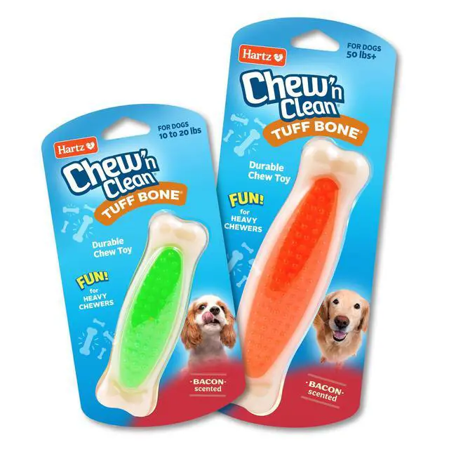Alt view image 7 of 7 - Chew 'n Clean Tuff Bone Bacon Scented Dental Dog Chew Toy - Large