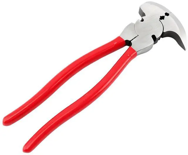 Alt view image 2 of 7 - 10.5 Inch Multi-Function Fencing Pliers, Heavy Duty Steel Fence Tool with Red Handle, Wire Cutter, Nail & Staple Puller, Hammer Head for Fence Installation & Repair
