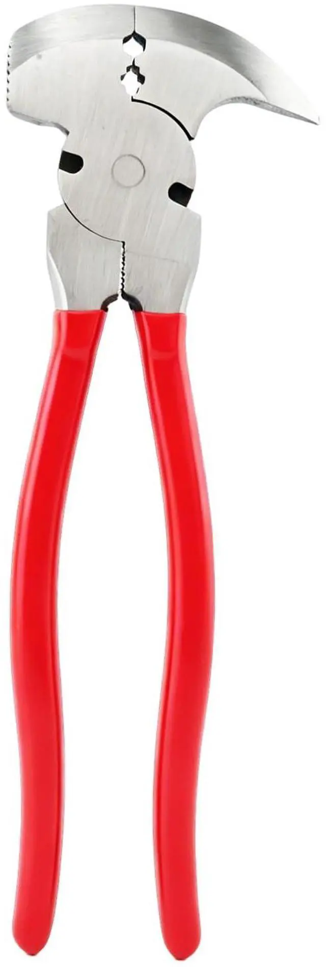 Alt view image 3 of 7 - 10.5 Inch Multi-Function Fencing Pliers, Heavy Duty Steel Fence Tool with Red Handle, Wire Cutter, Nail & Staple Puller, Hammer Head for Fence Installation & Repair