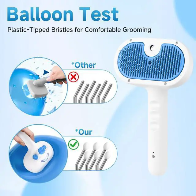 Alt view image 4 of 7 - Pet Steam Brush for Dogs & Cats, 3-in-1 Shedding Grooming Tool | Self Cleaning Spray Comb with Mist, Dog Brush for Shedding, Cat Brush for Hair Removal, Long Haired Pet, Waterless Shampoo