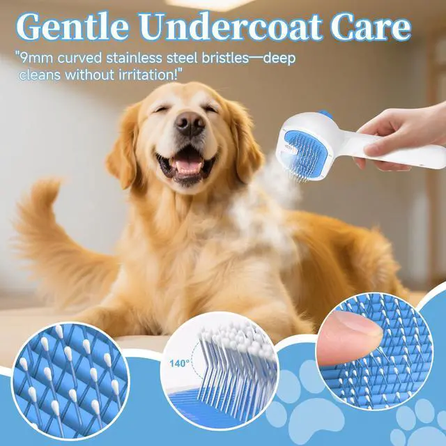 Alt view image 5 of 7 - Pet Steam Brush for Dogs & Cats, 3-in-1 Shedding Grooming Tool | Self Cleaning Spray Comb with Mist, Dog Brush for Shedding, Cat Brush for Hair Removal, Long Haired Pet, Waterless Shampoo