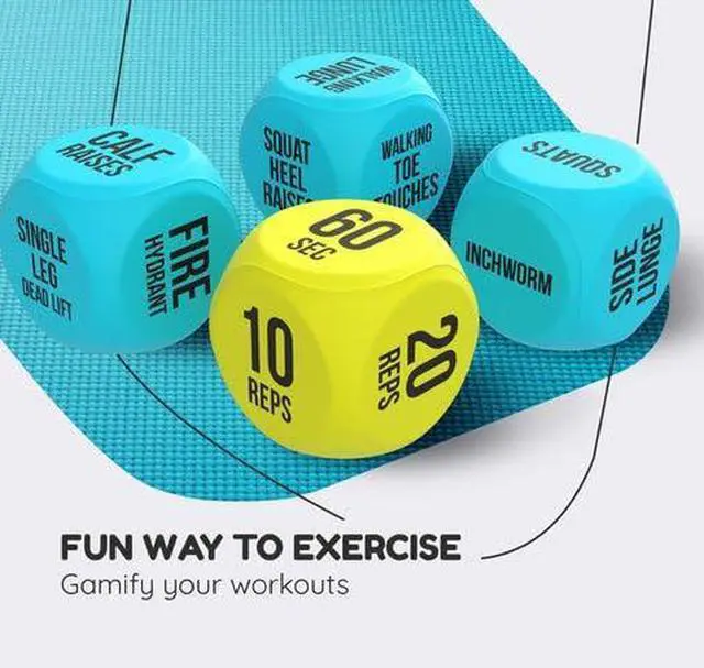 Alt view image 6 of 7 - 4 PCS Exercise Dice 6 Sided Foam Workout Dice for Teens & Adults, Fun Fitness Equipment for Solo or Group Classes, Home Gym Use Great Workout Equipment & Gifts for Gym Lovers (Blue)