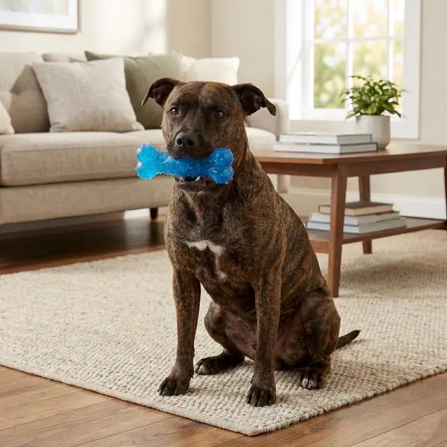 Alt view image 4 of 4 - Play Strong Scent-sations Bone - Scent-Infused, Strong, Durable TPR Rubber, Heavy Duty Dog Toys for Aggressive Chewers up to 45lbs, Perfect for Puppies & Medium Breeds, 6in, Bacon Flavored