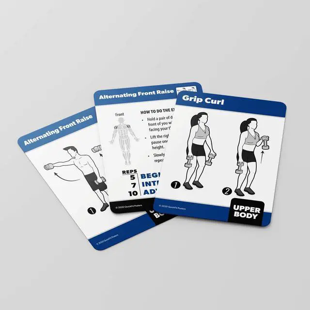 Alt view image 2 of 6 - QUICKFIT Dumbbell Exercise Cards - Fitness Playing Cards with Over 50 Dumbbell Workouts - 2.5" x 3.5" (Standard Playing Card Size)