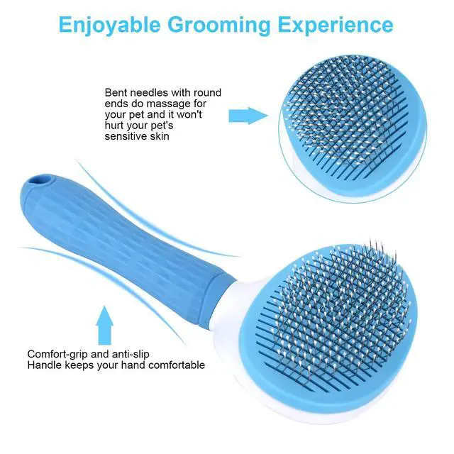 Alt view image 2 of 7 - Self Cleaning Slicker Brush, Dog Cat Bunny Pet Grooming Shedding Brush - Easy to Remove Loose Undercoat, Pet Massaging Tool Suitable for Pets with Long or Short Hair