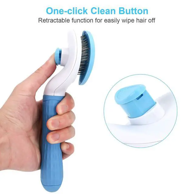 Alt view image 3 of 7 - Self Cleaning Slicker Brush, Dog Cat Bunny Pet Grooming Shedding Brush - Easy to Remove Loose Undercoat, Pet Massaging Tool Suitable for Pets with Long or Short Hair