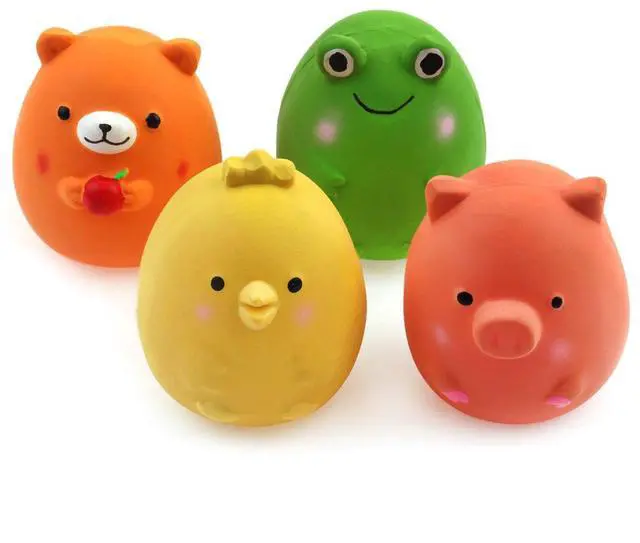 Main image of 4PCS 2.4" Squeak Latex Puppy Toy Funny Animal Sets for Small Dog | Assorted Color Pet Interactive Play, Squeaky Fetch Toys,Soft Bouncy,Lightweight Indoor & Outdoor Plays