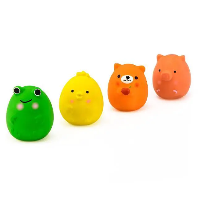 Alt view image 3 of 7 - 4PCS 2.4" Squeak Latex Puppy Toy Funny Animal Sets for Small Dog | Assorted Color Pet Interactive Play, Squeaky Fetch Toys,Soft Bouncy,Lightweight Indoor & Outdoor Plays