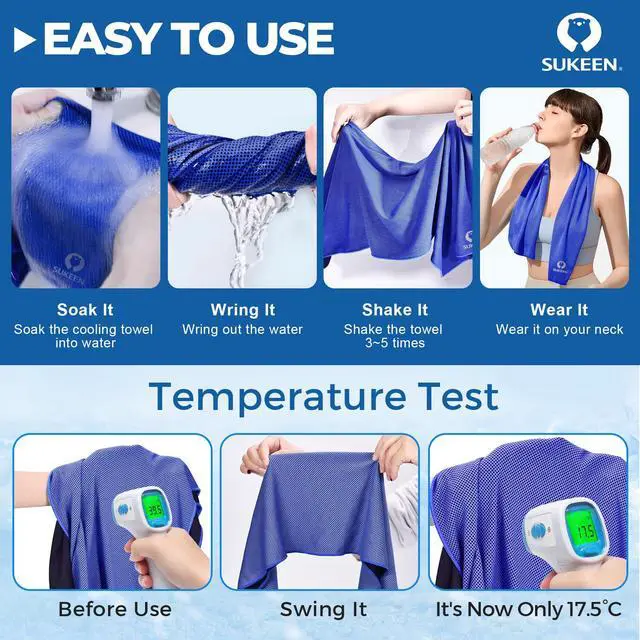 Alt view image 3 of 7 - Cooling Towels 8 Pack (40"x 12"), Cooling Towels for Neck and Face, Microfiber Breathable Towel for Hot Weather, Sweat Towel for Gym, Sport, Yoga, Golf, Workout, Camping, Running