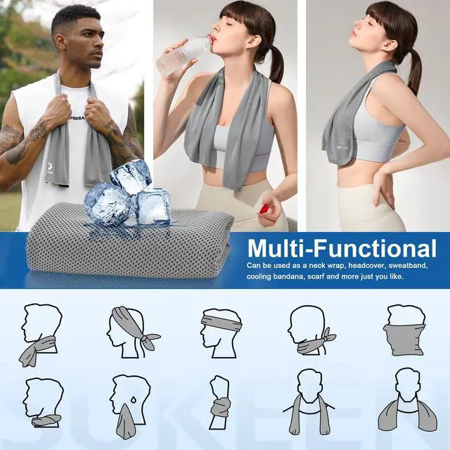 Alt view image 5 of 7 - Cooling Towels 8 Pack (40"x 12"), Cooling Towels for Neck and Face, Microfiber Breathable Towel for Hot Weather, Sweat Towel for Gym, Sport, Yoga, Golf, Workout, Camping, Running