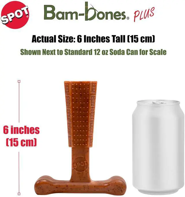 Alt view image 2 of 7 - Bam-Bones Plus T Bone Bamboo Fiber & Nylon Dog Chew Toy for Moderate to Aggressive Chewers, Durable Long Lasting & Non-Splintering, Beef Flavor Toy for Adult Dogs & Puppies Under 60 lbs, 6 in