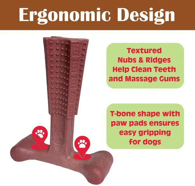 Alt view image 7 of 7 - Bam-Bones Plus T Bone Bamboo Fiber & Nylon Dog Chew Toy for Moderate to Aggressive Chewers, Durable Long Lasting & Non-Splintering, Beef Flavor Toy for Adult Dogs & Puppies Under 60 lbs, 6 in