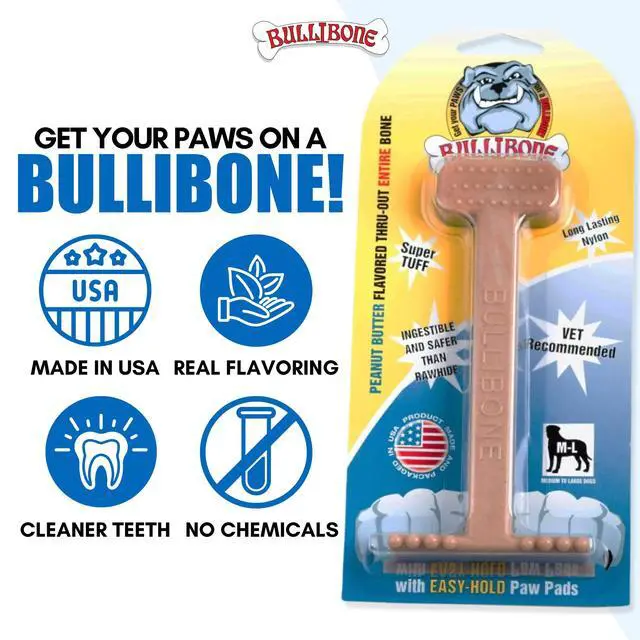 Alt view image 4 of 7 - Nylon Dog Chew Toy for Aggressive Chewers - Dental Hygiene Bone with Peanut Butter Flavor, Durable Tough Chew Toys for Large Dogs, Indestructible Dog Bone - 2 Pack