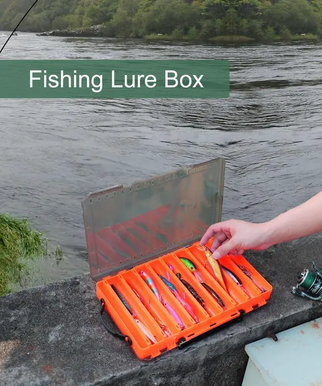 Alt view image 2 of 6 - Fishing Lure Box Double Sided Tackle Box 18 Compartment Lure Box 3700 Tackle Tray Crankbait Storage Spinner Bait Tackle Box Large Bait Box