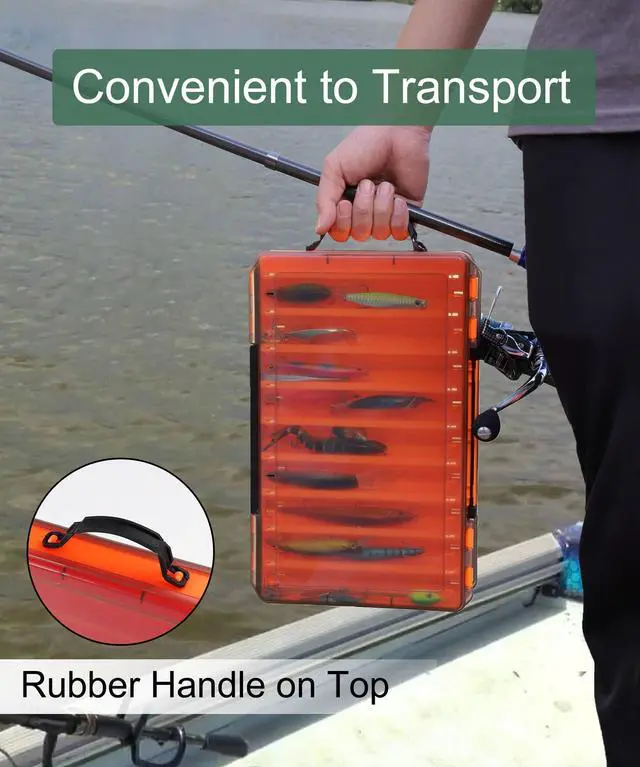 Alt view image 5 of 6 - Fishing Lure Box Double Sided Tackle Box 18 Compartment Lure Box 3700 Tackle Tray Crankbait Storage Spinner Bait Tackle Box Large Bait Box