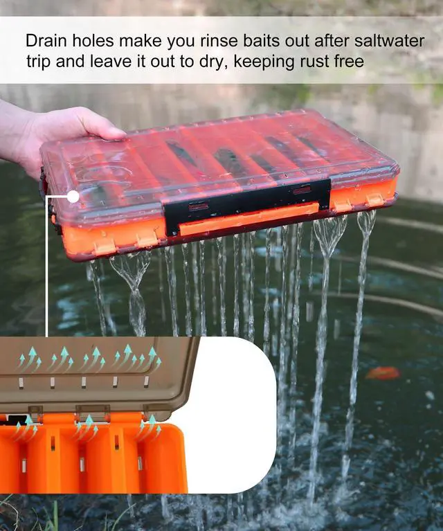 Alt view image 6 of 6 - Fishing Lure Box Double Sided Tackle Box 18 Compartment Lure Box 3700 Tackle Tray Crankbait Storage Spinner Bait Tackle Box Large Bait Box