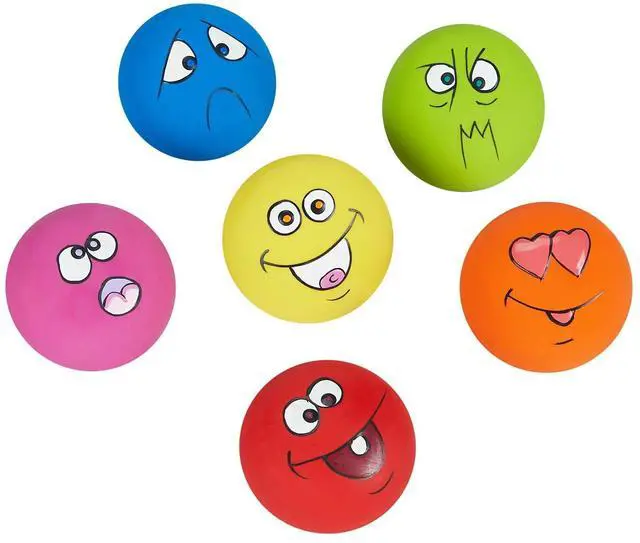 Main image of Dog Toy Squeaky Dog Toys Funny Face Chewing Latex Rubber Soft Fetch Play Interactive Dog Balls for Puppy Small Medium Pet Dog (6PCS)