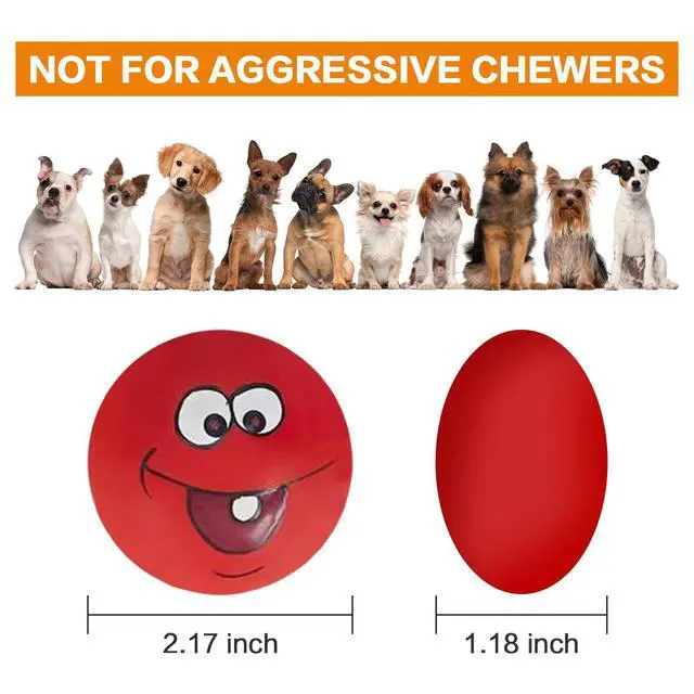 Alt view image 2 of 7 - Dog Toy Squeaky Dog Toys Funny Face Chewing Latex Rubber Soft Fetch Play Interactive Dog Balls for Puppy Small Medium Pet Dog (6PCS)