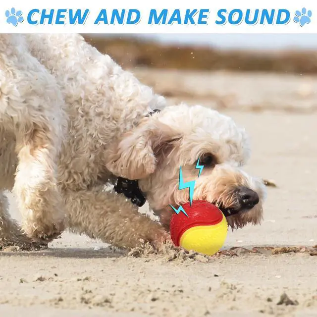 Alt view image 3 of 7 - 6Pcs Squeaky Dog Balls, Dog Toys Balls for Training, Tough Ball Toys for Dogs, Fit with Dog Ball Launcher, High Bouncy Dog Ball for Interactive Playing, Puppy Pet Chew Balls Teething Balls 2.5in