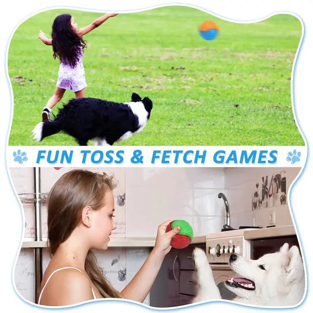 Alt view image 6 of 7 - 6Pcs Squeaky Dog Balls, Dog Toys Balls for Training, Tough Ball Toys for Dogs, Fit with Dog Ball Launcher, High Bouncy Dog Ball for Interactive Playing, Puppy Pet Chew Balls Teething Balls 2.5in