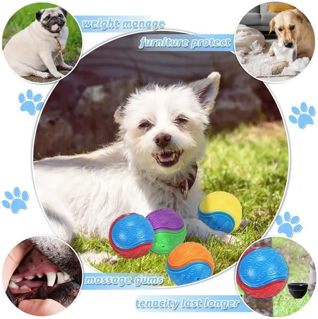 Alt view image 7 of 7 - 6Pcs Squeaky Dog Balls, Dog Toys Balls for Training, Tough Ball Toys for Dogs, Fit with Dog Ball Launcher, High Bouncy Dog Ball for Interactive Playing, Puppy Pet Chew Balls Teething Balls 2.5in