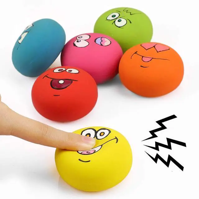 Alt view image 3 of 5 - Smile Face Dog Squeaky Toys Soft Latex Squeak Balls for Puppy Small Pet Dogs 6 Pcs/Set
