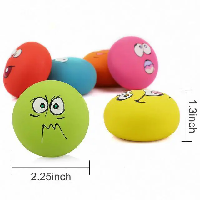 Alt view image 5 of 5 - Smile Face Dog Squeaky Toys Soft Latex Squeak Balls for Puppy Small Pet Dogs 6 Pcs/Set