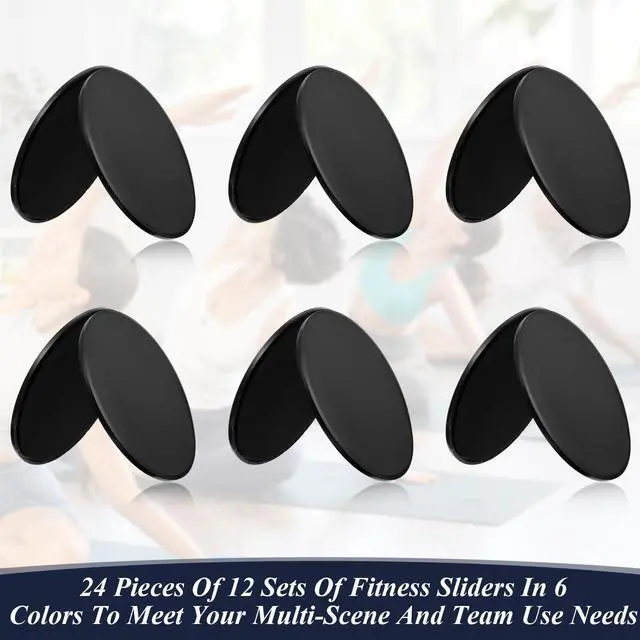 Alt view image 5 of 7 - 24PCS Core Sliders for Working Out Abdominal Exercise Discs Dual Sided Workout Disc Fitness Sliders Exercise Gear for Gym Floors Training Abdominal Core Strength Black
