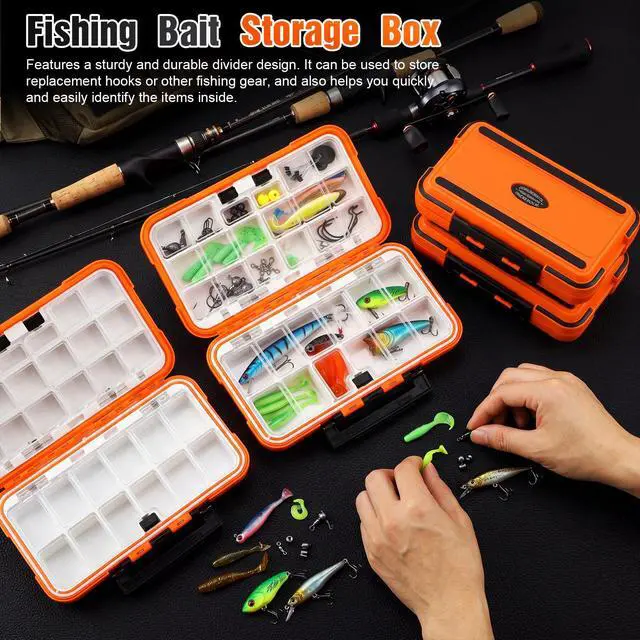 Alt view image 6 of 7 - 4 Pack Fishing Tackle Box, Large Waterproof Lure Bait Storage Box with Adjustable Dividers, Double Sided Floating Storage Container for Hooks, Sinkers, Beads, Small Baits(Stylish)