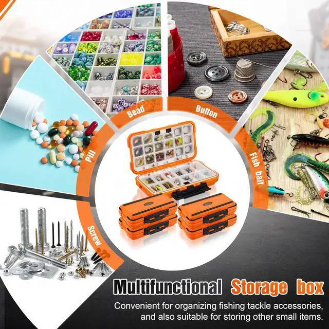 Alt view image 7 of 7 - 4 Pack Fishing Tackle Box, Large Waterproof Lure Bait Storage Box with Adjustable Dividers, Double Sided Floating Storage Container for Hooks, Sinkers, Beads, Small Baits(Stylish)