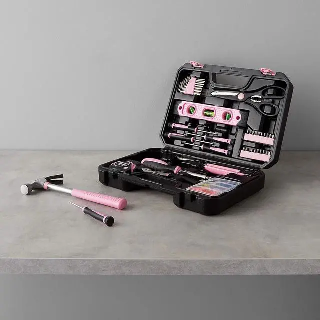 Alt view image 5 of 5 - 142-Piece Household Tool Kit for Home Repair, Hand Tools with Storage Case, 13.39 x 9.25 x 2.95 inch, Pink