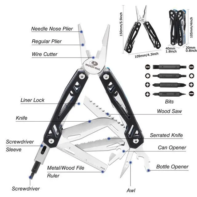 Alt view image 2 of 7 - Multitool, 21-in-1 Stainless Steel Pocket Knife with G10 Handle, Screwdriver Sleeve, Self-locking Pliers with Sheath-Perfect for Outdoor, Survival, Camping, Hiking, Simple Repair