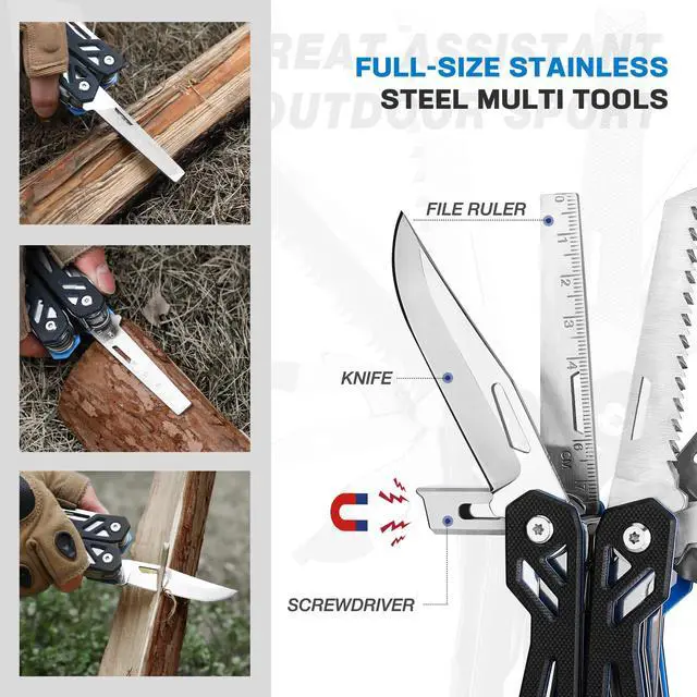 Alt view image 6 of 7 - Multitool, 21-in-1 Stainless Steel Pocket Knife with G10 Handle, Screwdriver Sleeve, Self-locking Pliers with Sheath-Perfect for Outdoor, Survival, Camping, Hiking, Simple Repair