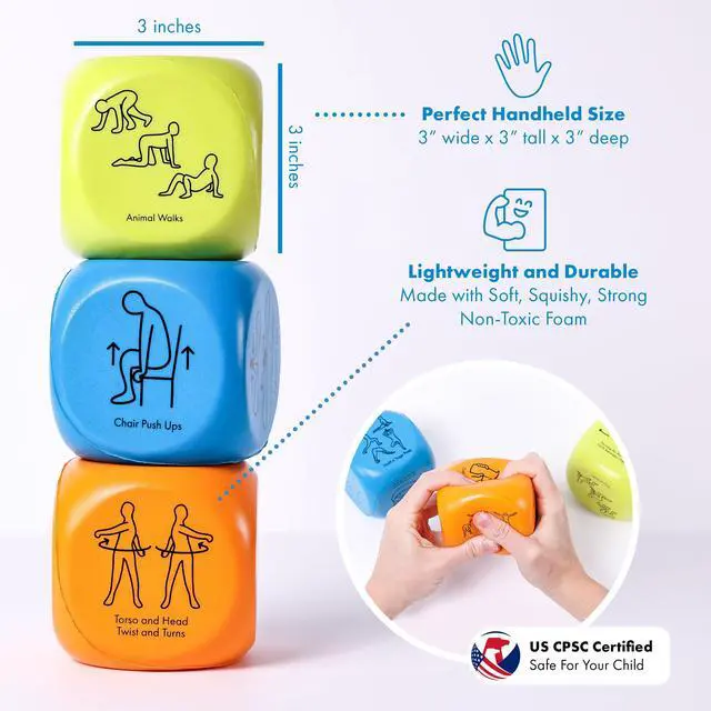 Alt view image 3 of 7 - Sensory Activity Dice for Kids and Adults | Fun and Effective Brain Breaks, Helps with Focus, Calm and Energy, Self Regulation for Kids, Occupational Therapist Approved