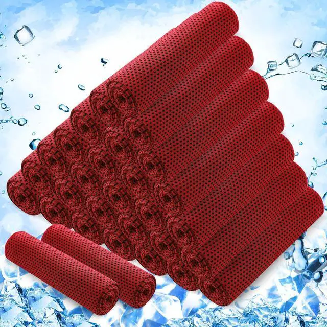 Main image of 30 Pack Cooling Towels 40"x12", Red | Breathable Sweat Rags, Cool Neck Towel, Soft Microfiber Towels for Hot Weather, Long Lasting, Reusable, Sports and Outdoors