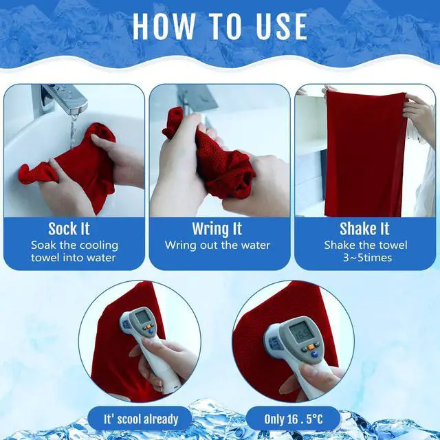 Alt view image 4 of 6 - 30 Pack Cooling Towels 40"x12", Red | Breathable Sweat Rags, Cool Neck Towel, Soft Microfiber Towels for Hot Weather, Long Lasting, Reusable, Sports and Outdoors