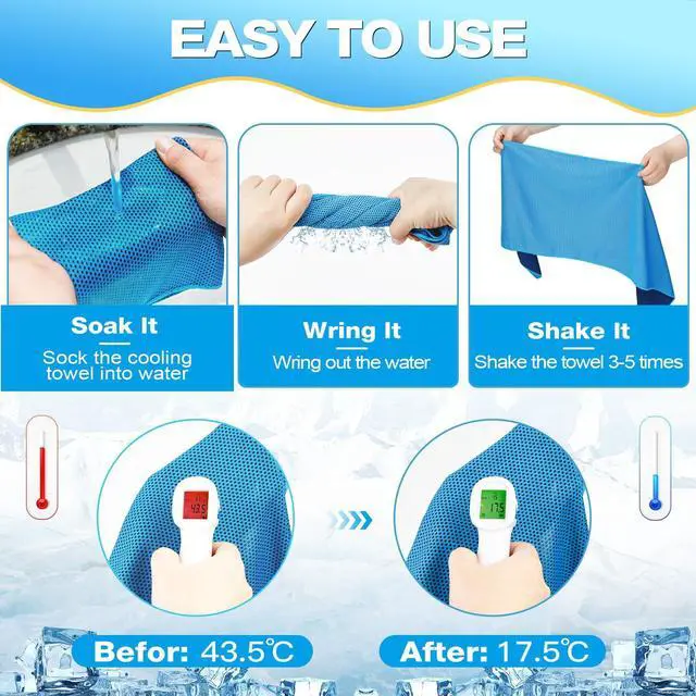 Alt view image 4 of 6 - 30 Packs Cooling Towels Bulk Cooling Towels for Neck and Face Gym Workout Cooling Neck Rags for Sports Yoga Soft Microfiber Breathable Sweat Rags for Hiking Running Fitness