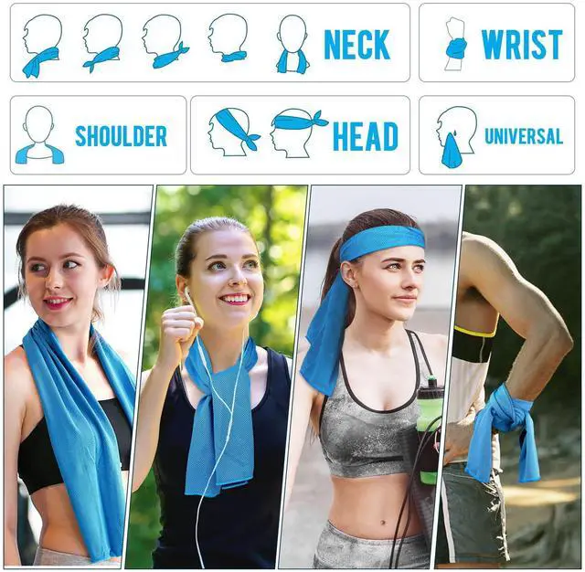 Alt view image 6 of 6 - 30 Packs Cooling Towels Bulk Cooling Towels for Neck and Face Gym Workout Cooling Neck Rags for Sports Yoga Soft Microfiber Breathable Sweat Rags for Hiking Running Fitness