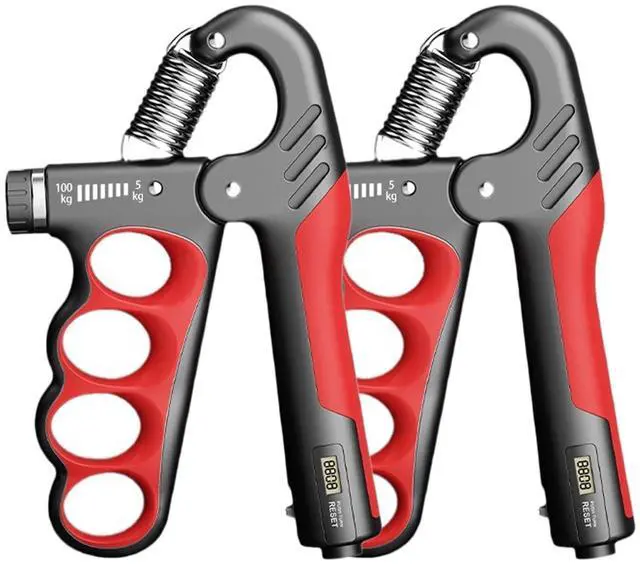 Main image of 2PACK Grip Strength Trainer, 5-100KG (11-220 LB) Adjustable Resistance Forearm Hand Gripper Strengthener with Counter, Hand Wrist Exercise Workout Equipment for Home/Office Gym (Red)