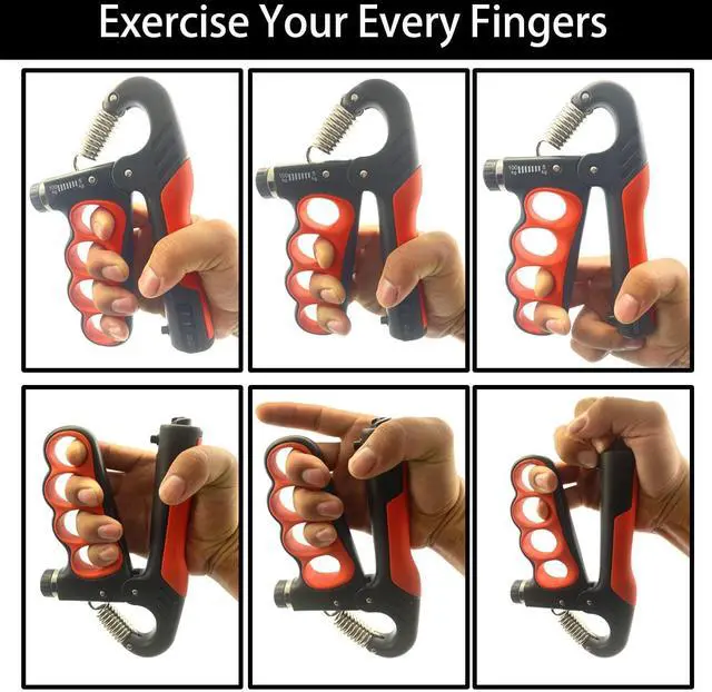 Alt view image 4 of 5 - 2PACK Grip Strength Trainer, 5-100KG (11-220 LB) Adjustable Resistance Forearm Hand Gripper Strengthener with Counter, Hand Wrist Exercise Workout Equipment for Home/Office Gym (Red)