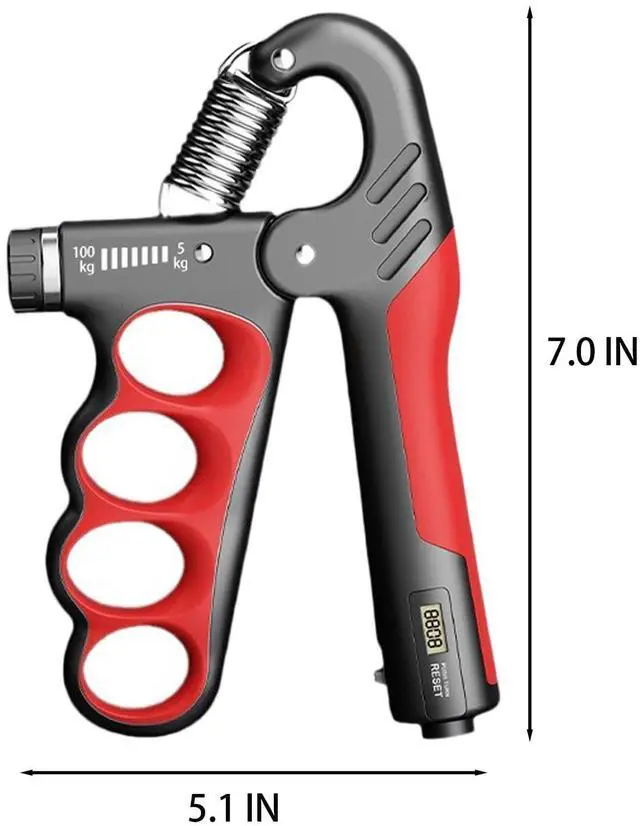 Alt view image 5 of 5 - 2PACK Grip Strength Trainer, 5-100KG (11-220 LB) Adjustable Resistance Forearm Hand Gripper Strengthener with Counter, Hand Wrist Exercise Workout Equipment for Home/Office Gym (Red)