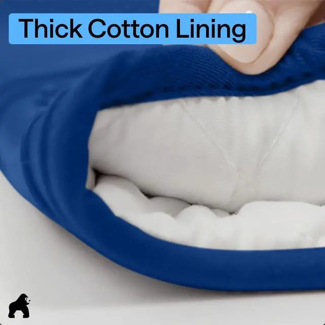 Alt view image 6 of 7 - Silicone Oven Mitts, 550F Heat Resistant, 12.5x8.3, Blue | BPA-Free Cooking Waterproof Safety Gloves, Thick Cotton Lining, Flexible Gripping for Baking, Grilling, Kitchen Potholder Set