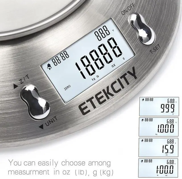 Alt view image 4 of 7 - Food Scale with Bowl, Timer and Temperature, Grams and Ounces | Stainless steel bowl with tare, temperature sensor, ideal for baking, coffee and meal prep