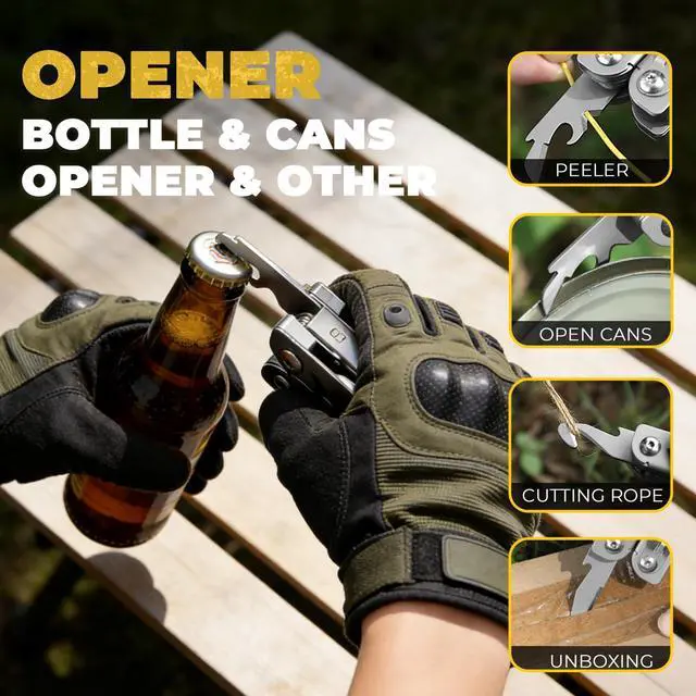 Alt view image 7 of 7 - 21-in-1 Multitool Pliers with Pocket Knife, Saws, Scissors & Clip | Stainless Steel, Self-Locking, Spring-Loaded, Wire Cutters, Screwdriver, Fire Starter, Sheath|Camping, Survival, Gift for Men