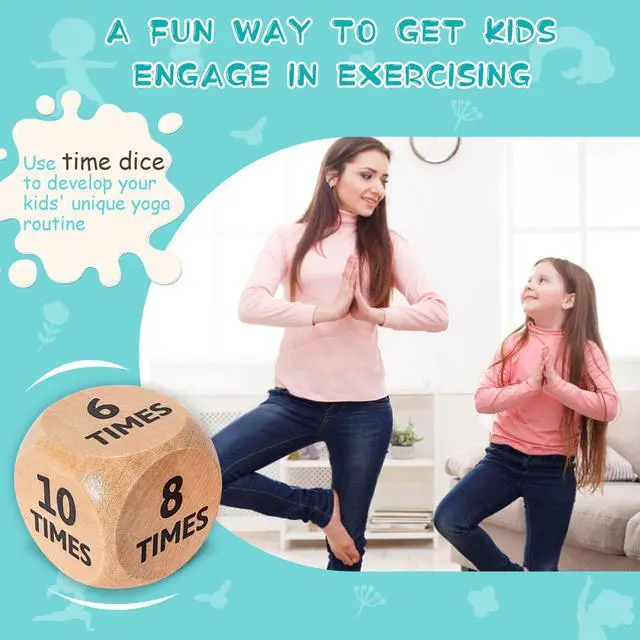Alt view image 3 of 7 - Kids Yoga Dice Set - Yoga Pose Practice Card Set for Kids | 6 Wooden Dice, Wooden Storage Box, 36 Yoga Poses, Cute Image, 20 Mindfulness Cards, Workout Dice for Kids, Yoga Gift for Kids