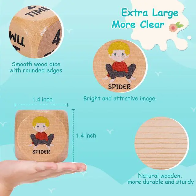 Alt view image 7 of 7 - Kids Yoga Dice Set - Yoga Pose Practice Card Set for Kids | 6 Wooden Dice, Wooden Storage Box, 36 Yoga Poses, Cute Image, 20 Mindfulness Cards, Workout Dice for Kids, Yoga Gift for Kids
