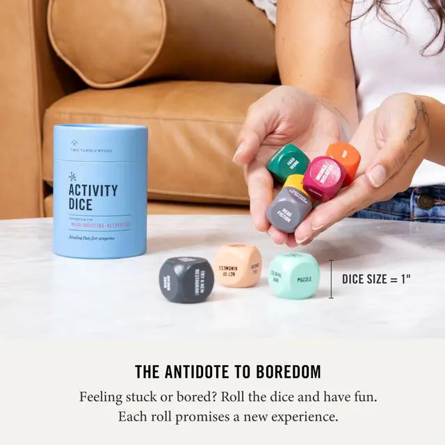 Alt view image 4 of 7 - Mood-Boosting Activity Dice Set of 9 Dice | 54 Screen-free Activities Mindfulness & Wellness Gift for Adults, Teens, & Employees Therapy Office Must Haves